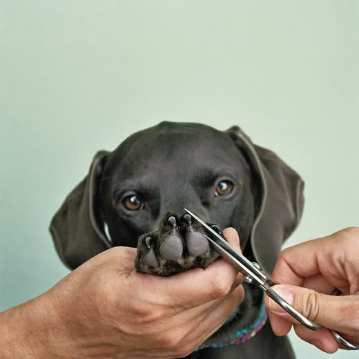 A dog's paw having its nails clipped